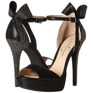 Jessica Simpson Baani Rhinestone Platform Pumps Black Hematite Size 9